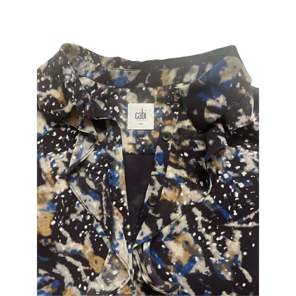 CAbi Starry Night print ruffle blouse style # 3066 Small - Picture 4 of 5